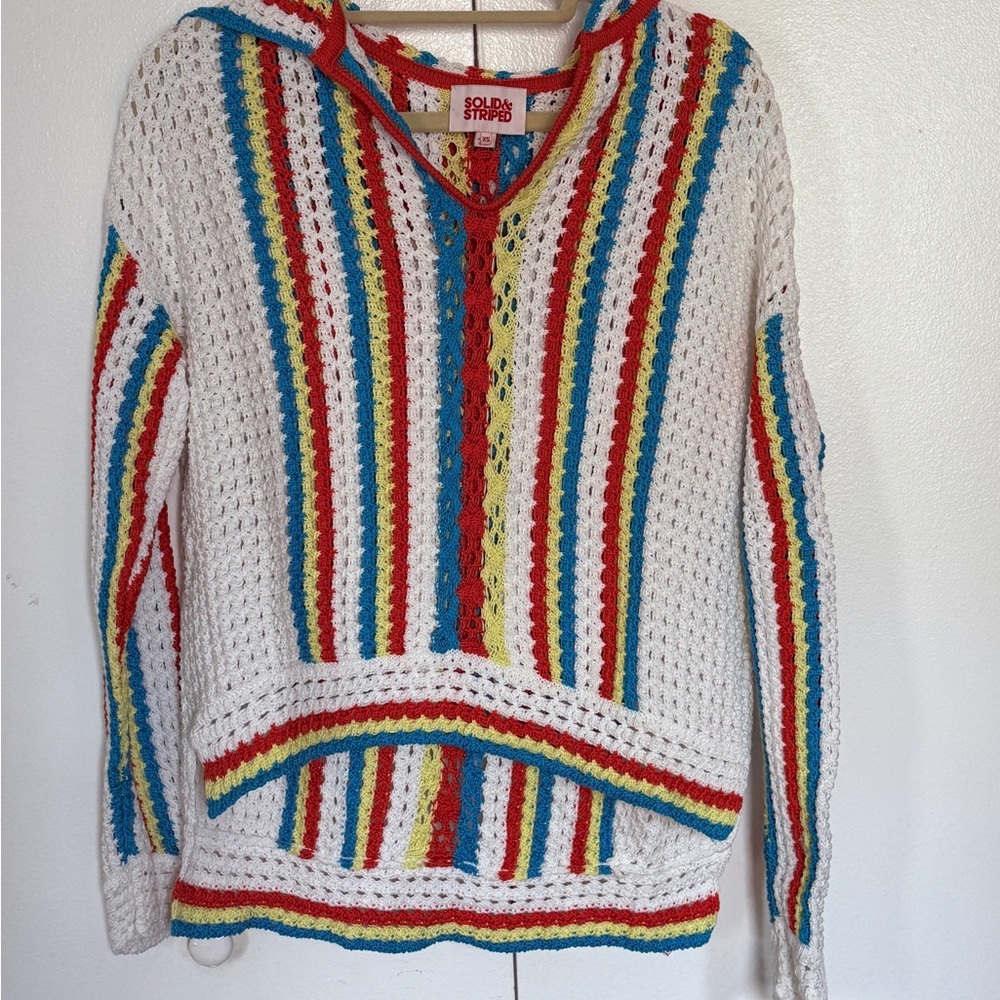 SOLID & STRIPED Colorful V-Neck Sweater
